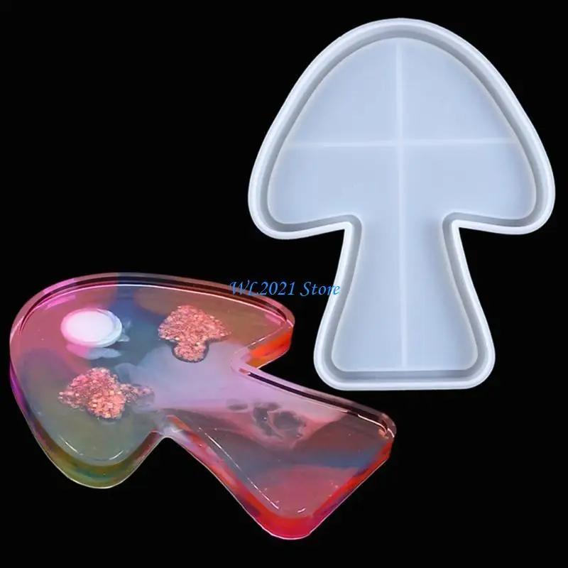 

G5GC Mushroom Epoxy Resin Mold Tabletop Decor Mold Plate Dish Silicone Mould