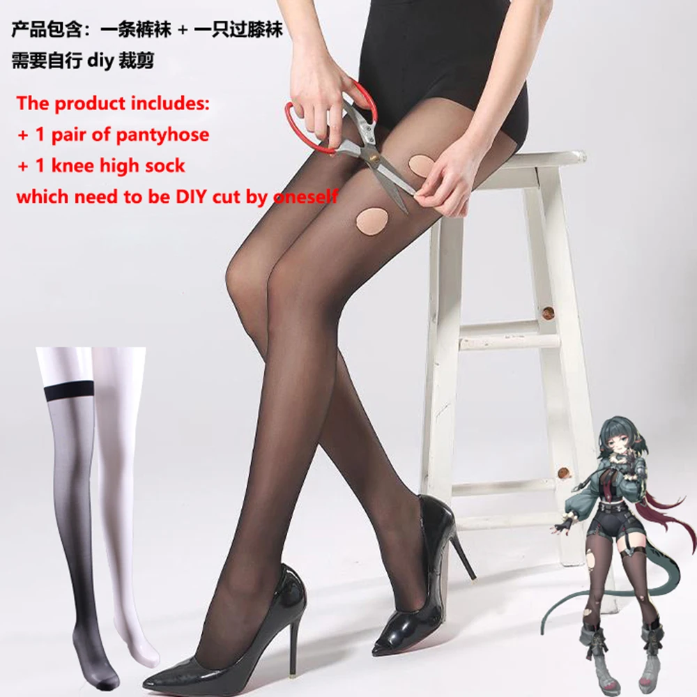 Zenless منطقة صفر جين دو تأثيري حلي جوارب طويلة النساء السود JK جوارب فتاة موحدة اكسسوارات أنيمي لعبة PlayRole الجوارب #6