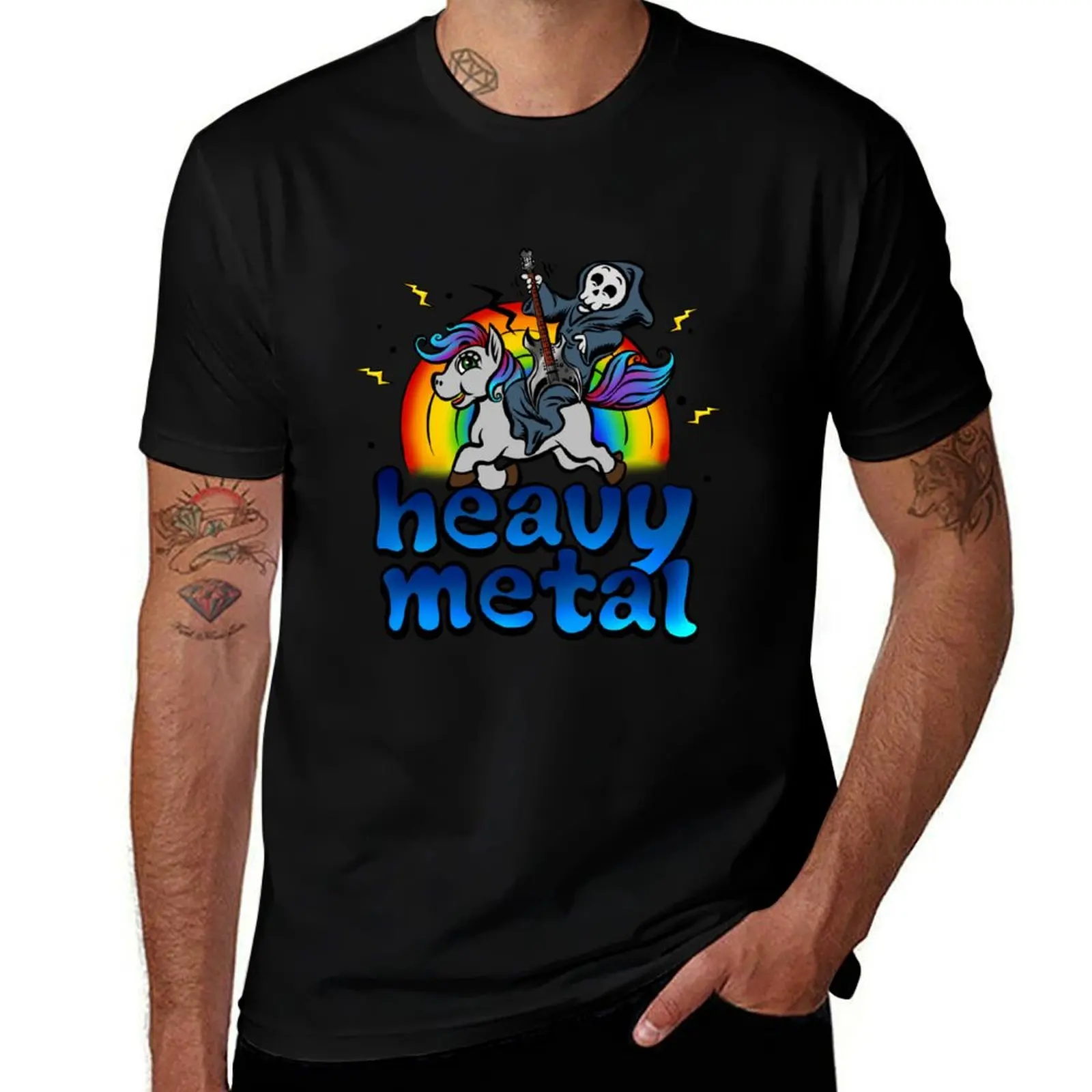 

Heavy Metal Music Unicorn Pony Rainbow Pink Fan T-Shirt anime t shirts T-shirts oversize black t-shirts for men