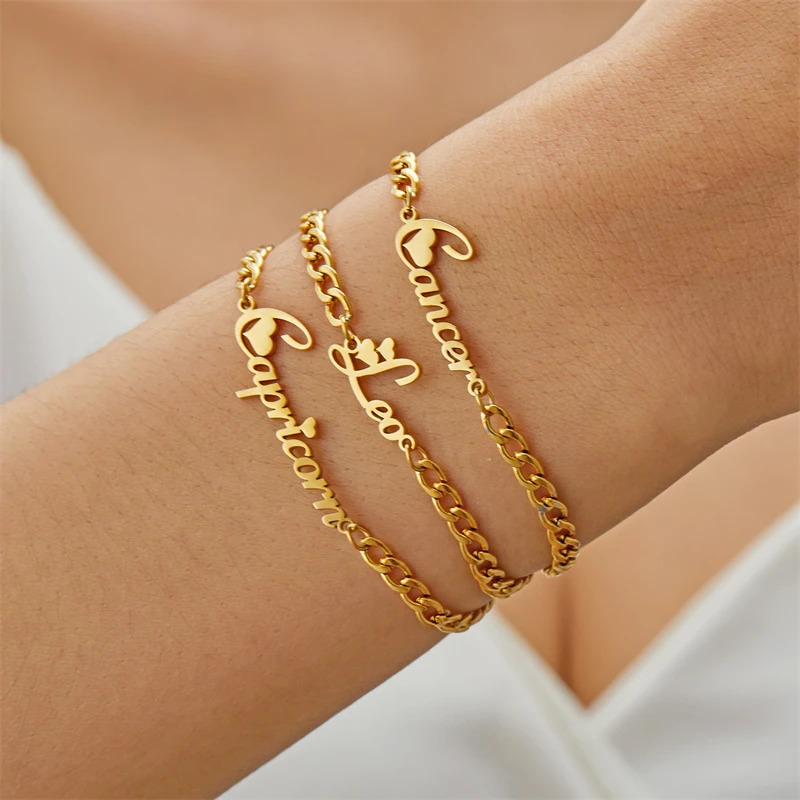 12 Constellation Charm Bracelets For Women Men Stainless Steel Zodiac Sign Bracelet Bangle Aries Virgo Taurus Birthday Jewelry