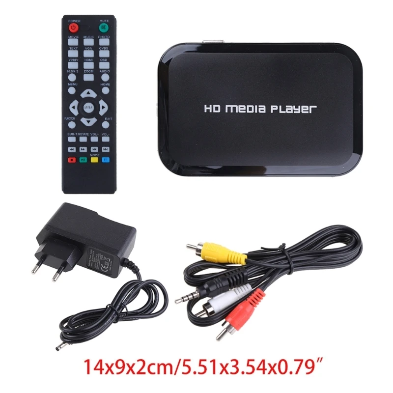 Lettore multimediale con cavo originale, lettore multimediale digitale Mini 1080p Full-HD nero per -MKV/RM-