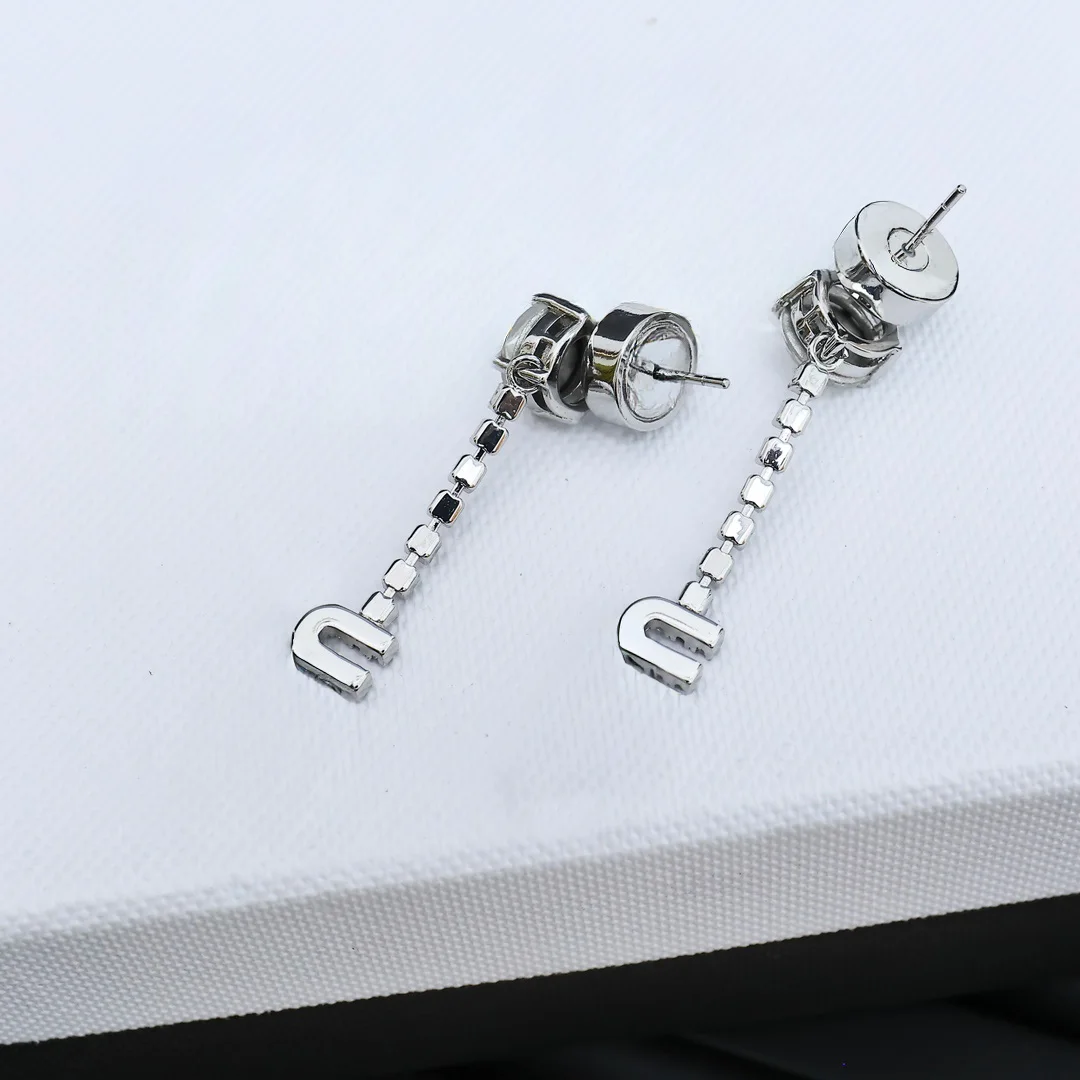 

Женские серебряные серьги-подковы со сверкающими кристаллами, U-образные висячие модные аксессуары для праздничной одежды