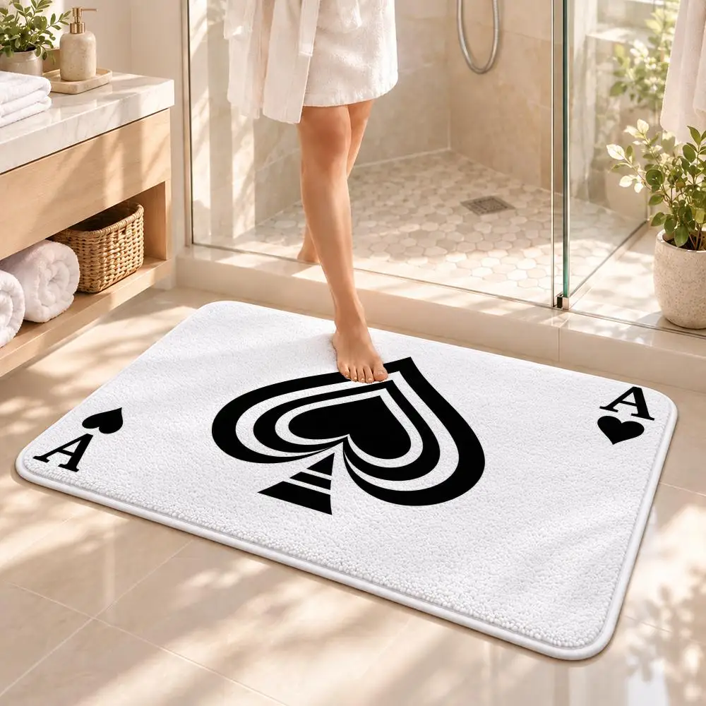 Playing Card Suits Floor Mat Flannel Rug Soft Non Slip Washable Door Mat for Bedroom Living Room Home Decor 2