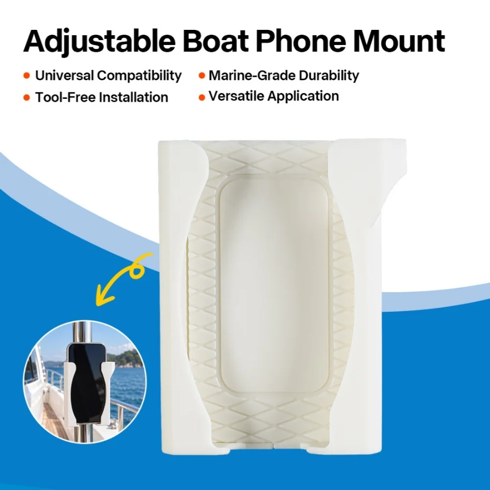 White Adjustable Boat Phone Mount Holder For Golf Cart Rails Marine ABS Stand For Smartphone Tablet Camping Hiking Accessories