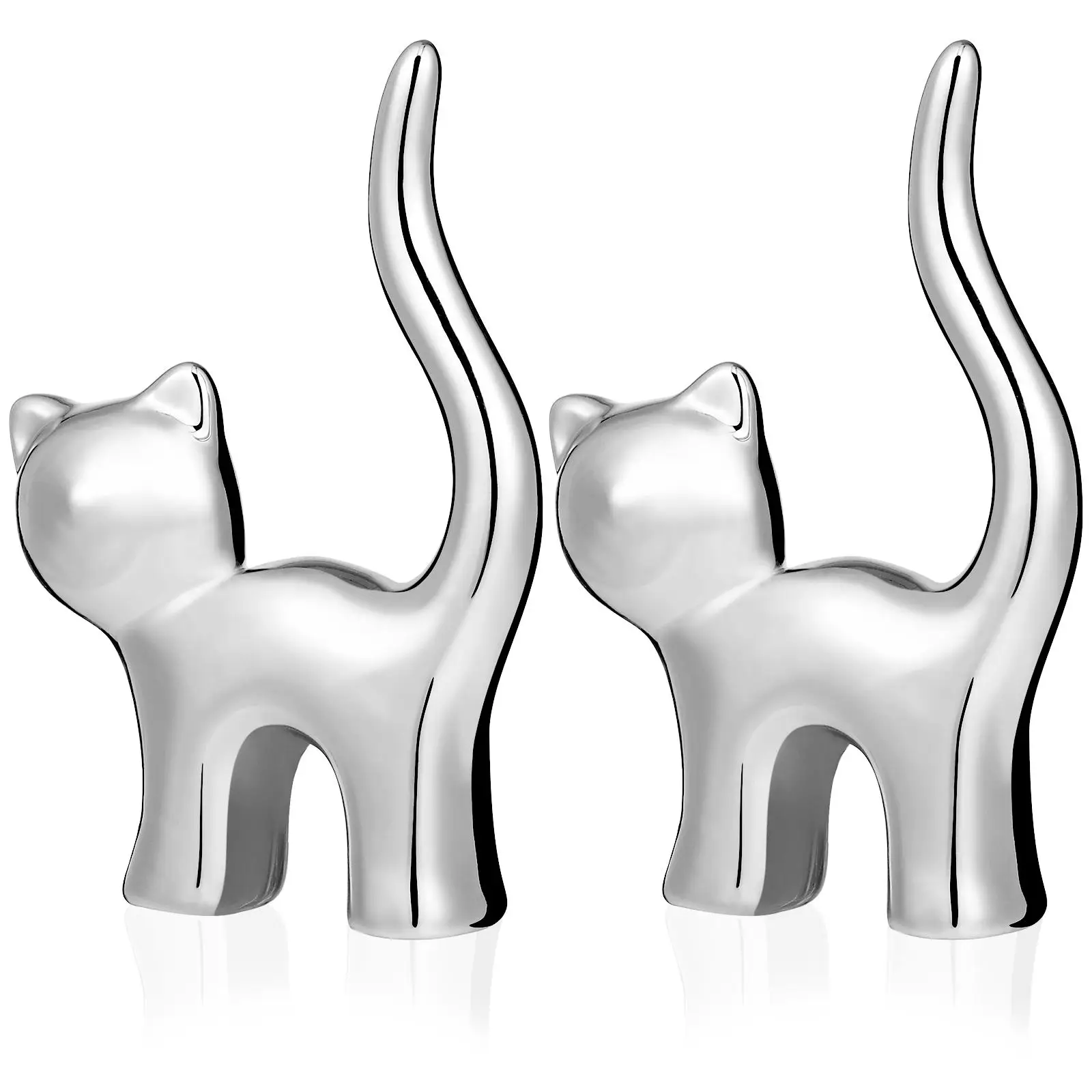 

2 Pcs Cute Jewelry Holder Ring Stand Trinket Dish Gift Cat Earrings Themed Holders