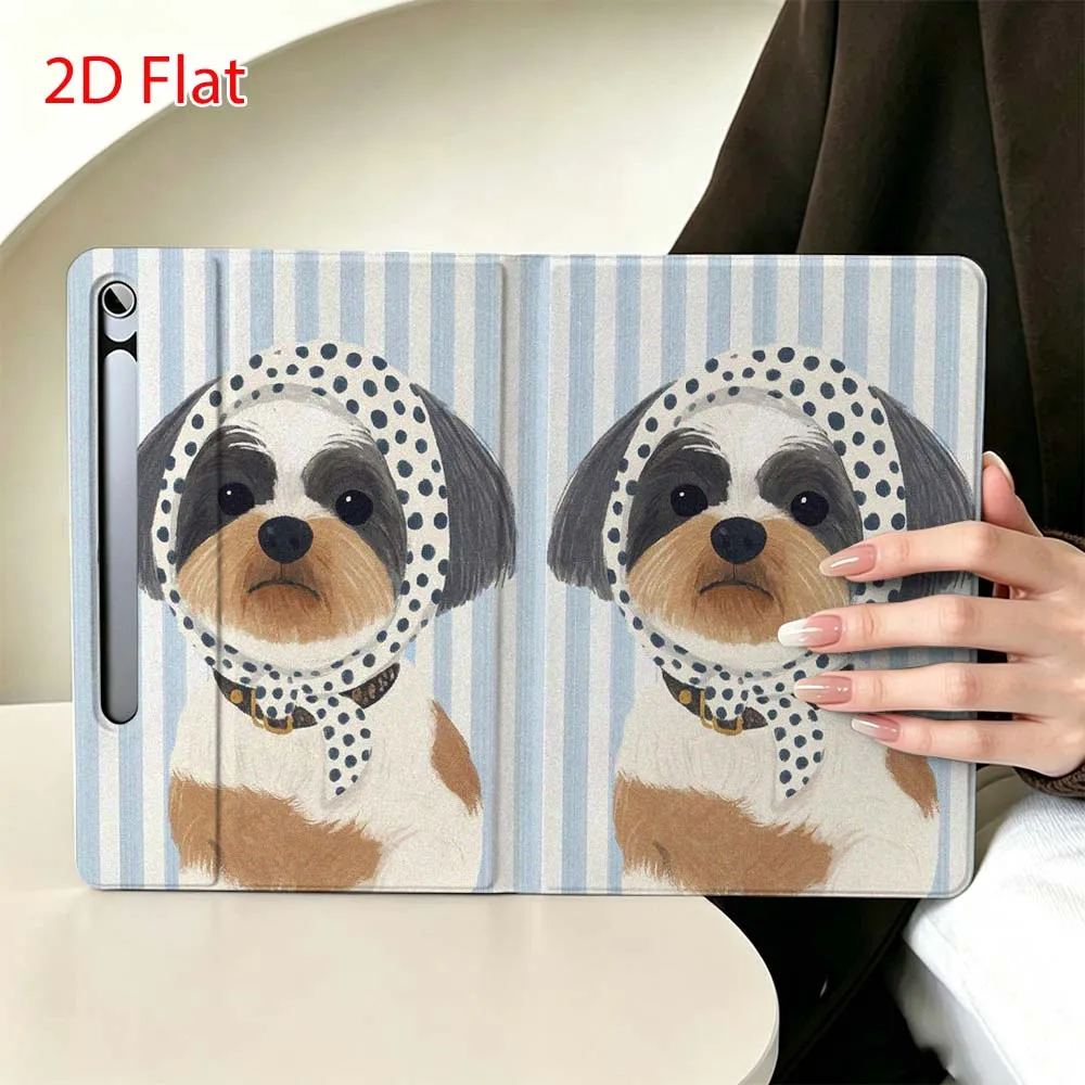 Funny puppy pattern For Samsung Galaxy Tab S11 S10 S9 S8 S7 S6 A9 A8 A11 Lite FE Plus Pen Tray Tablet Case Soft