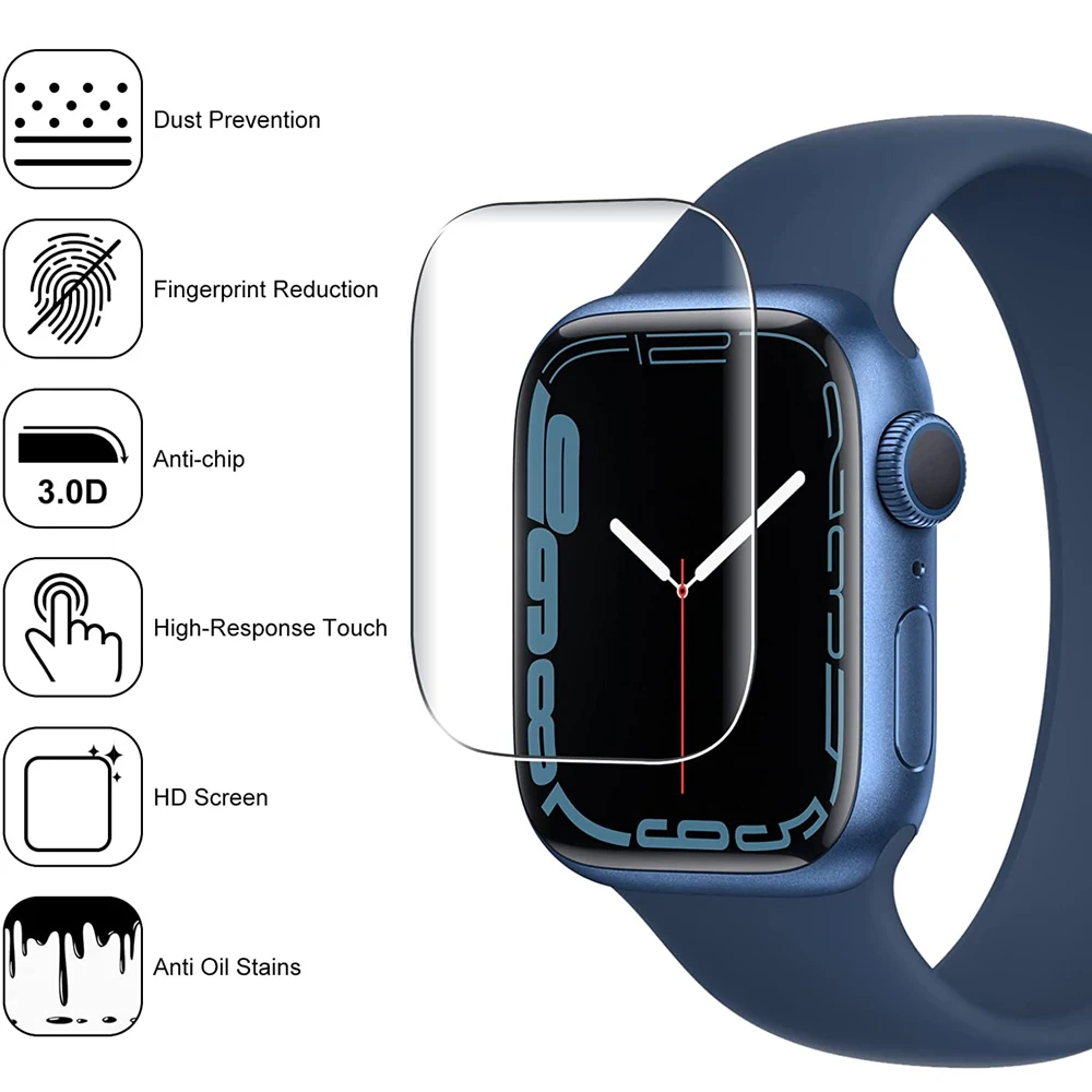 Protector de pantalla de película HD para Apple Watch, Protector de pantalla para iWatch serie 3, 4, 5, SE, 6, 7, se, 45mm, 41mm, 44mm, 40mm, 42mm, 38mm, accesorios