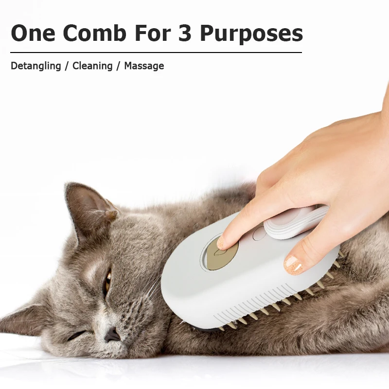 3 in 1 Steamy Pet Dog Brush Cat Steam Brush Electric Spray Cat Hair Brush Comb Massage Pet Grooming Tool Loose Hair Supplies