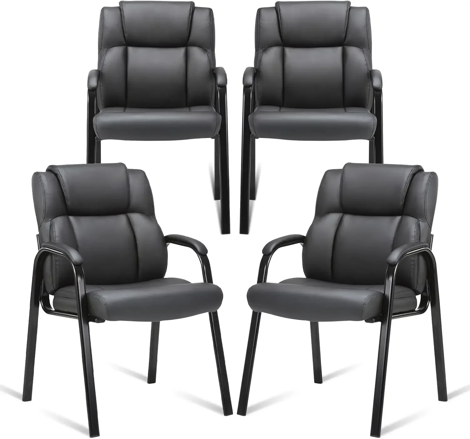 [Discounted Price, Hot Sale!]Leather Guest Chair with Padded Arm Rest for Reception Meeting Conference and Waiting Room Side Off