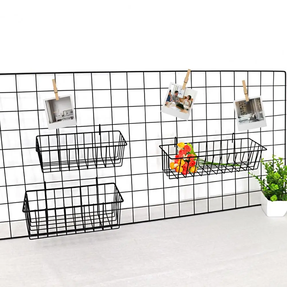 Wall Hanger- Grid Design Wall Mounted Storage Basket Home Decoration DIY Photo Wall Display Art Storage Box Basket for Bathroom