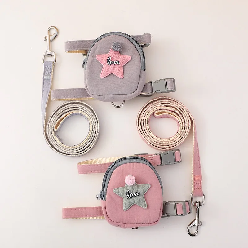 Cute starfish cat dog traction rope vest chest harness backpack pet outing supplies school bag pet supplies