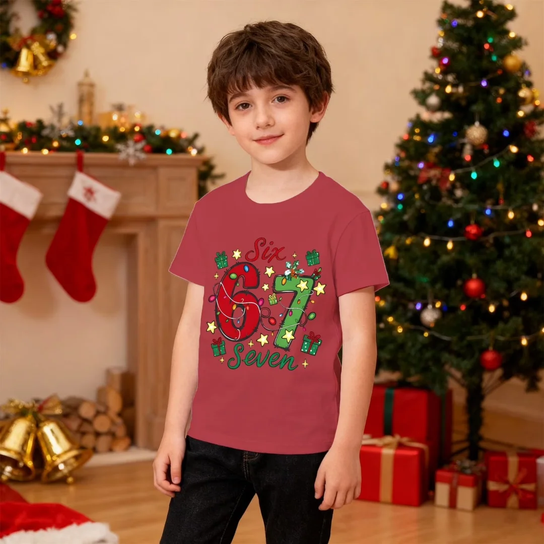 

Fashion Children Number 67 Trendy Style T-Shirt Festive Kids Holiday Loose T-Shirt Cute Boys and Girls Funny Casual Top Clothing