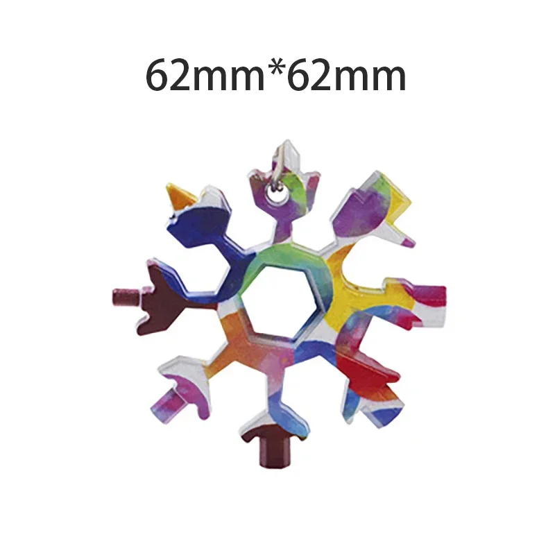 Portatile 18 In 1 Mini fiocco di neve Multi tasca strumento chiave chiave esagonale campo multiuso sopravvivere escursione all'aperto portachiavi portachiavi