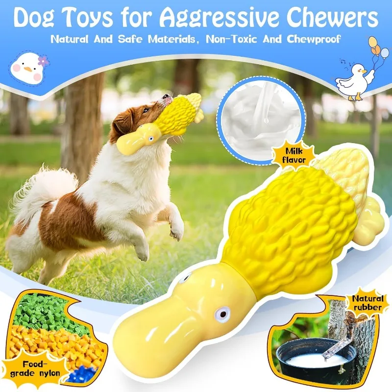 Brinquedos de mastigar resistentes para mastigadores agressivos, brinquedos grandes para cães estridentes de todos os tamanhos, amarelo
