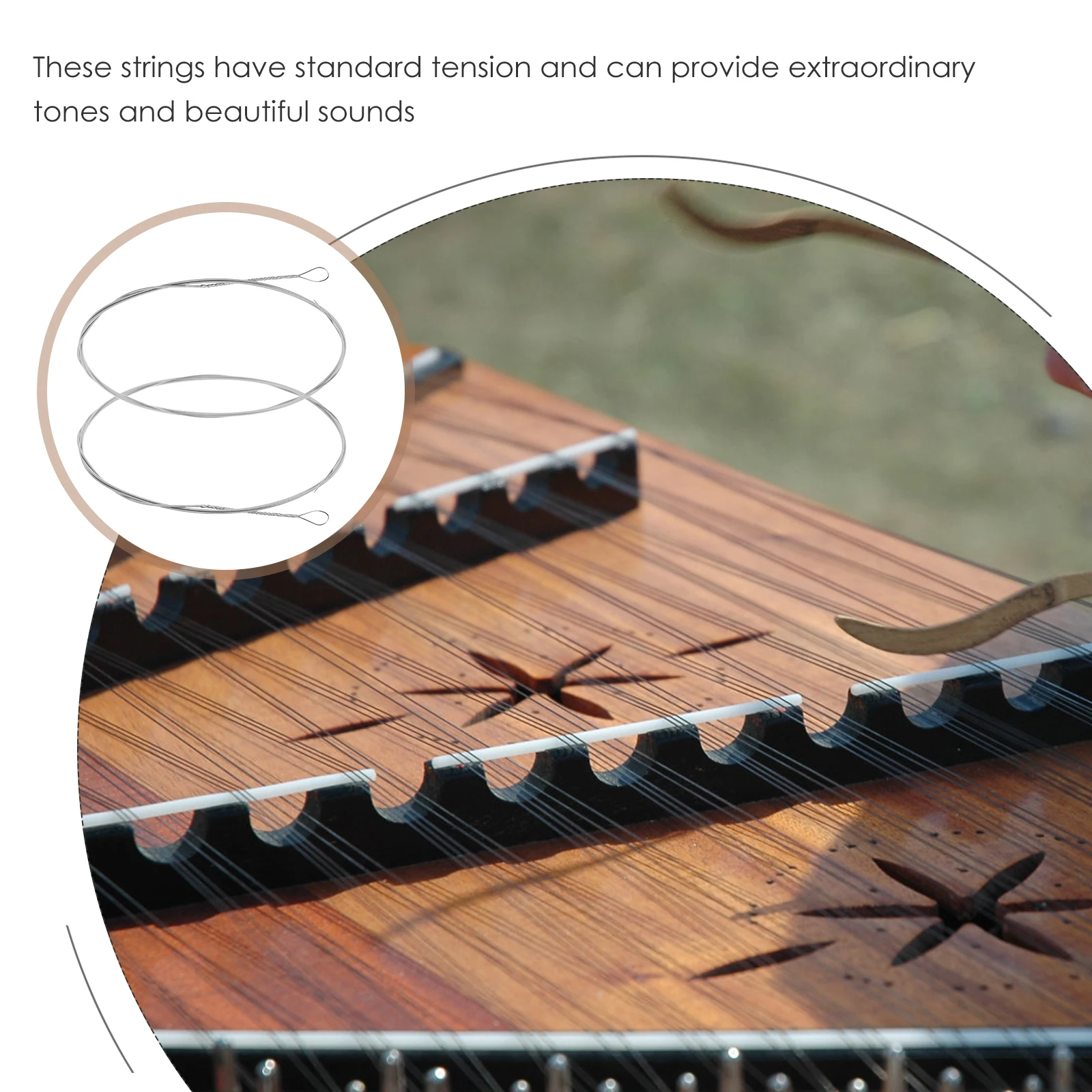 

2 Pcs Steel Yangqin String Accessories Violin Replacement Parts Dulcimer Instrument