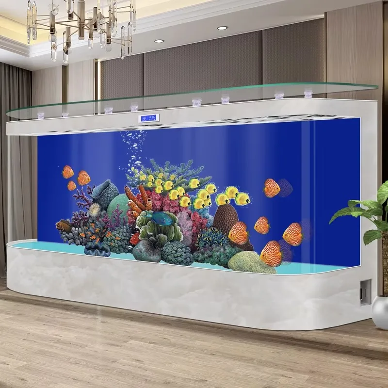 Custom Glass Aquariums for Indoor Fish Large Freshwater Fish Tanks Full Set Frameless Household FishTanks