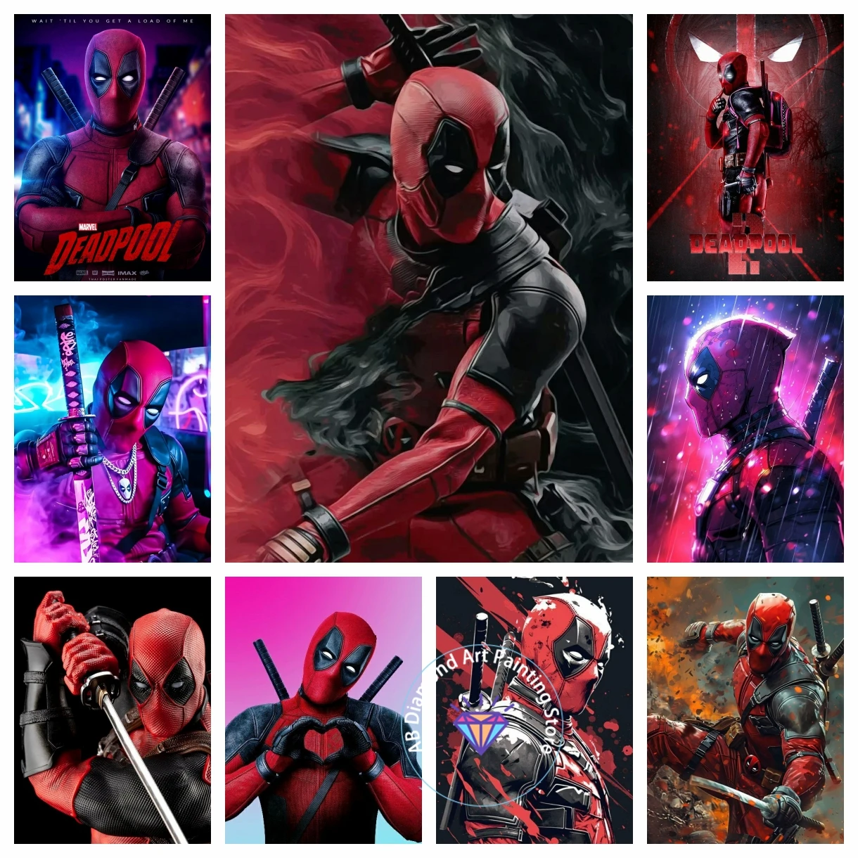 

Deadpool Marvel AB Diamond Painting Kit 5D DIY Diamond Embroidery Cross Stitch Handmade Art Gift Crafts Home Decor Gift