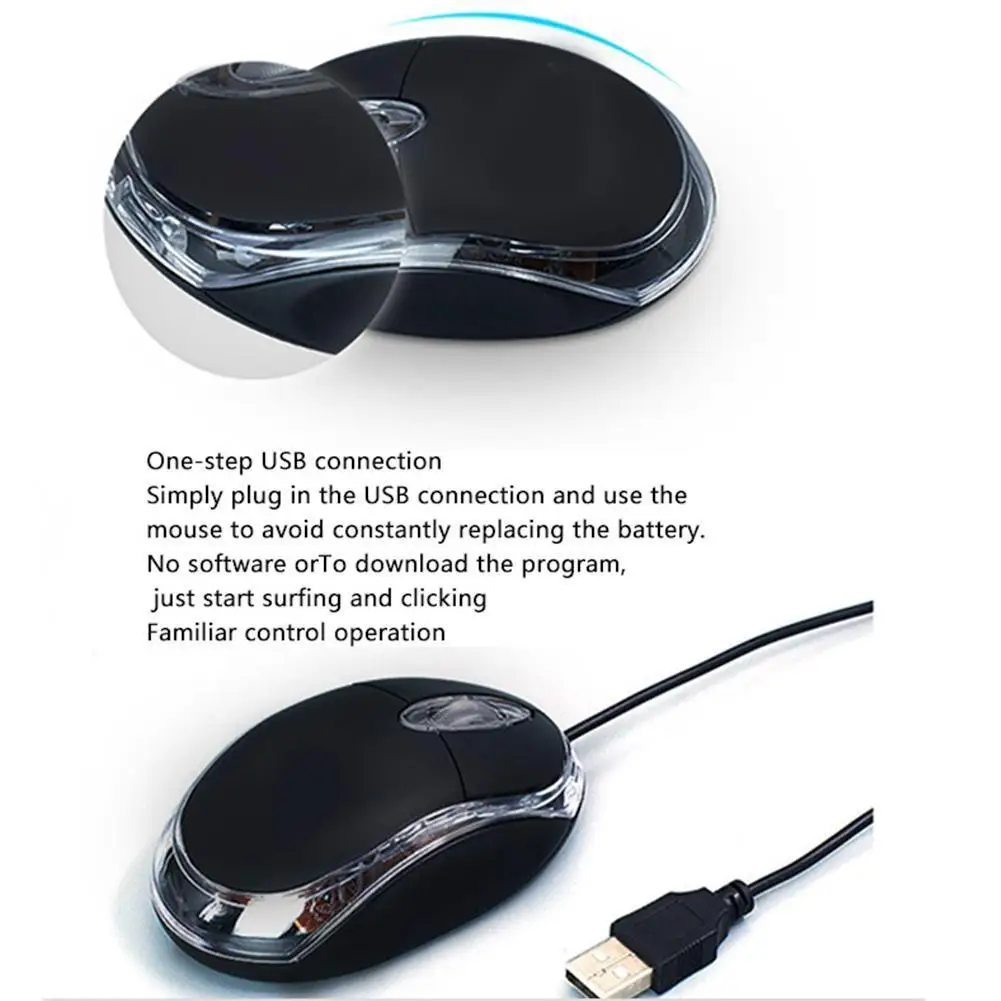 1.2M Wired Mouse Light Scroll Wheel Mice Laptop Desktop Computer Universal USB Color Light Comfortable Grip Business Office Gift