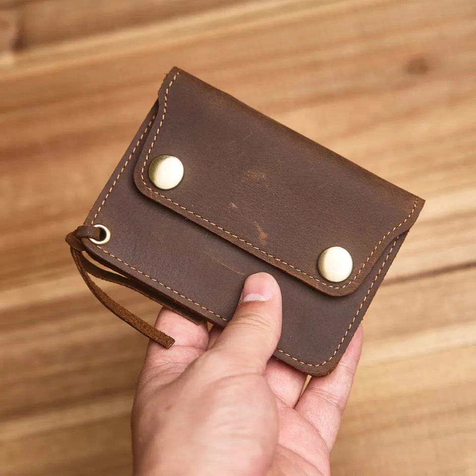 Wallet Genuine Leather Natural Leather Mini Short Purse Card Holder Change Purse Crazy Horse Leather Clutch Wallets