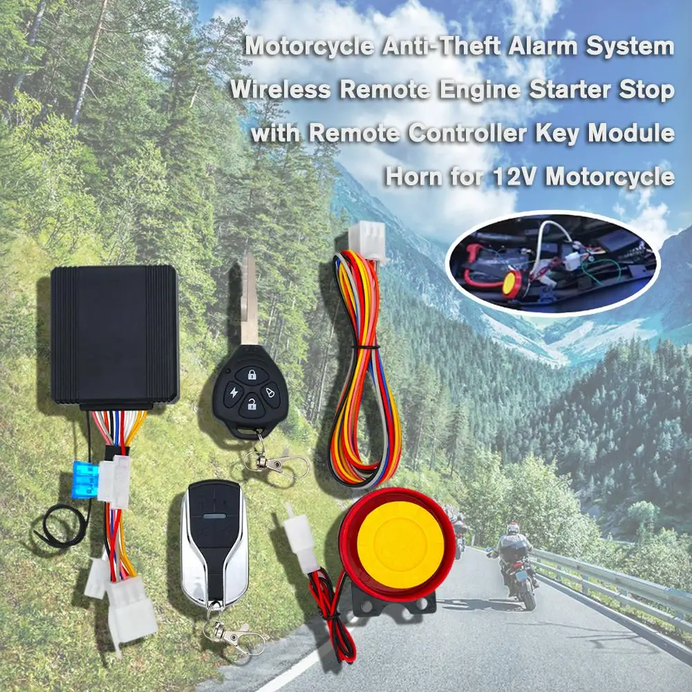 

Universal Motorcycle Anti-theft Alarm System Remote Starts And Stop Loud Horn Alarm For 12v Motorcycle G1i0
