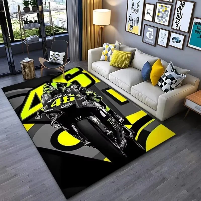 The Doctor Cartoon Head Yellow Carpet Mat Racing Theme Living Room Rug with Number 46 Signature Home Decoration Rugs for Bedroom