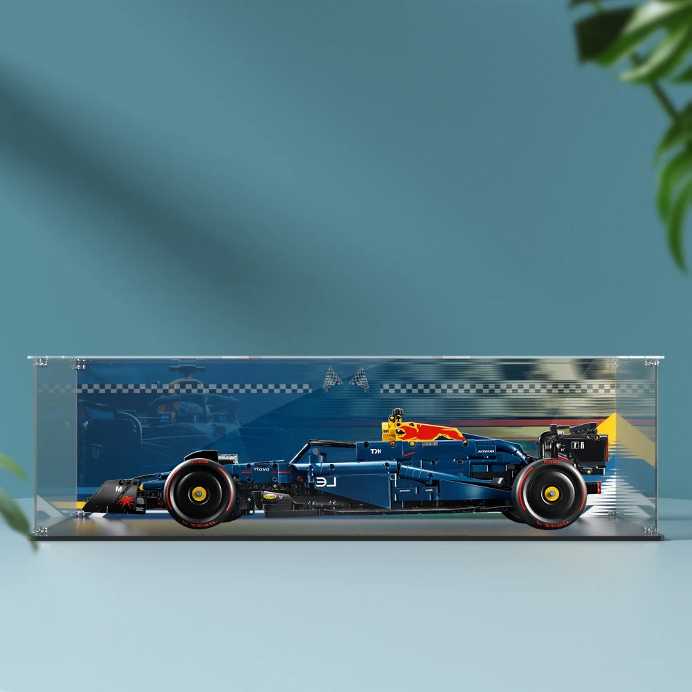 علبة عرض صندوق عرض لسيارة سباق RB20 42206 صندوق تخزين الطوب الشفاف المقاوم للغبار