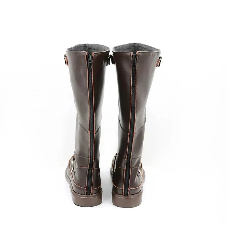 Botas de Cuero PU de Barret Wallace de FF7, Accesorios de Cosplay para Halloween y Carnaval, Personalizadas Madx;4'v\7,h/