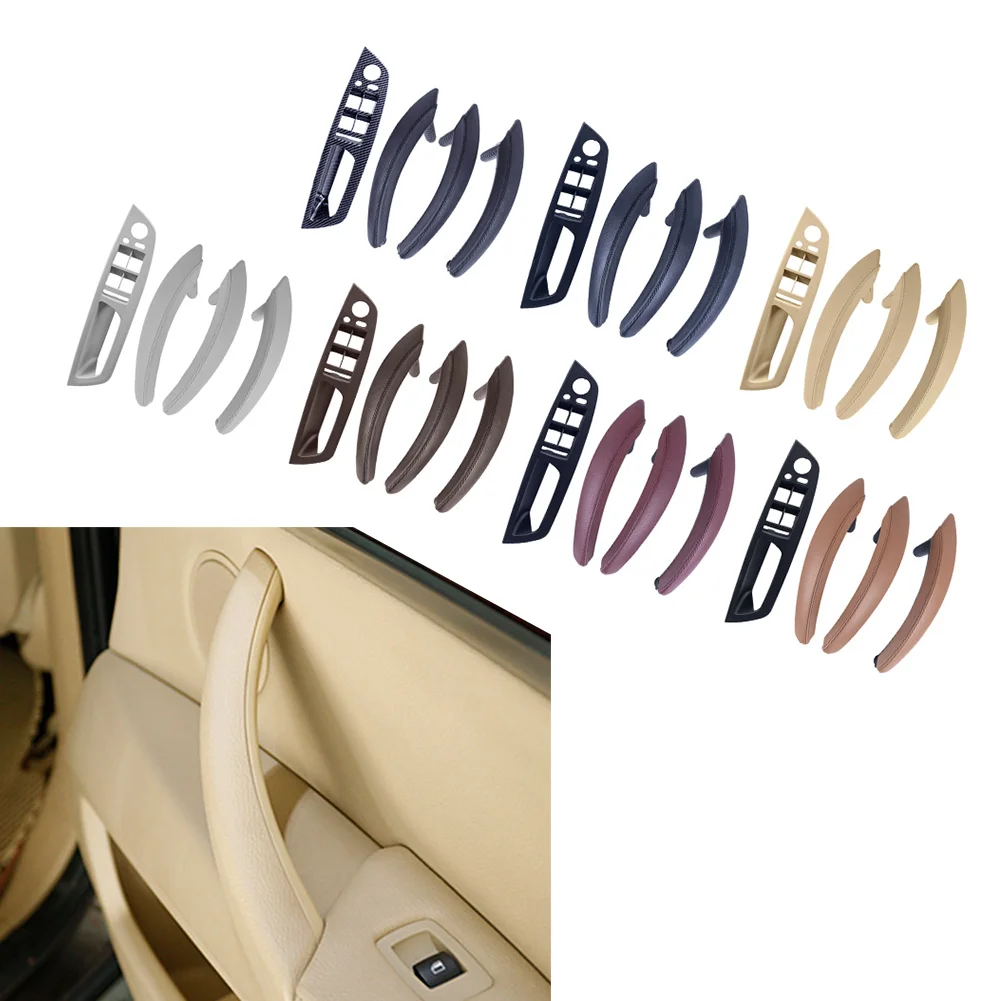 

7Pcs Car Leather Inner Interior Door Pull Handle Trim for BMW X5 E70 X6 E71 E72 Only fit for left hand drive