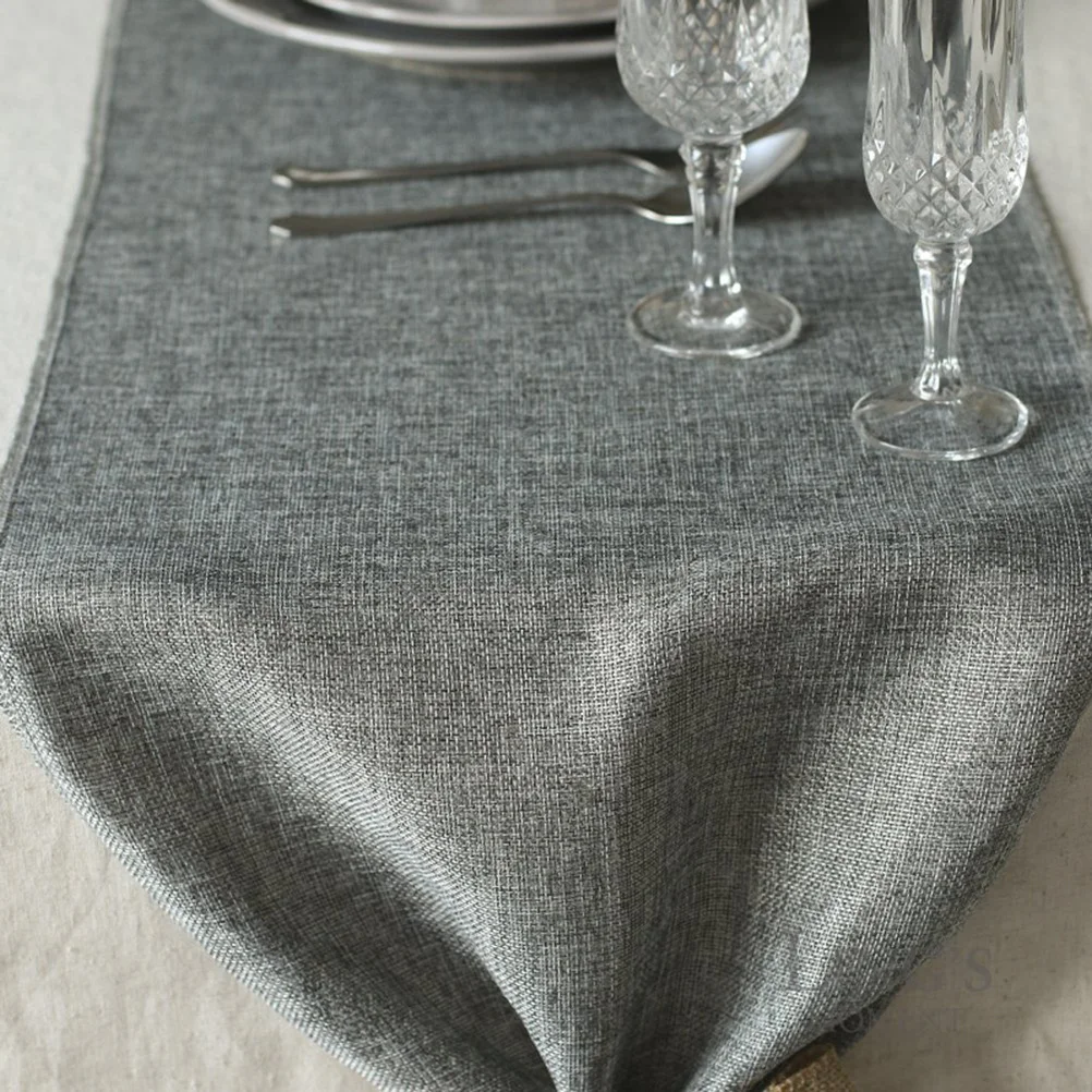 

Rustic Grey Table Runner Imitated Linen Burlap Cloth Wedding Party Decor Kitchen Dining Home Textiles Linen Style Tablecloth