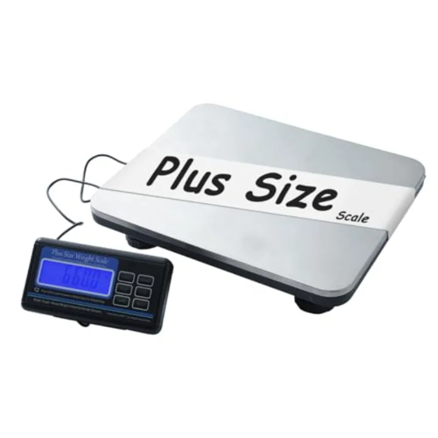 Extra Wide Heavy Duty Scale for Body Weight, 300kg/660lb Capacity Plus Size, Stainless Steel Black Platform, Home, Office, Hosp