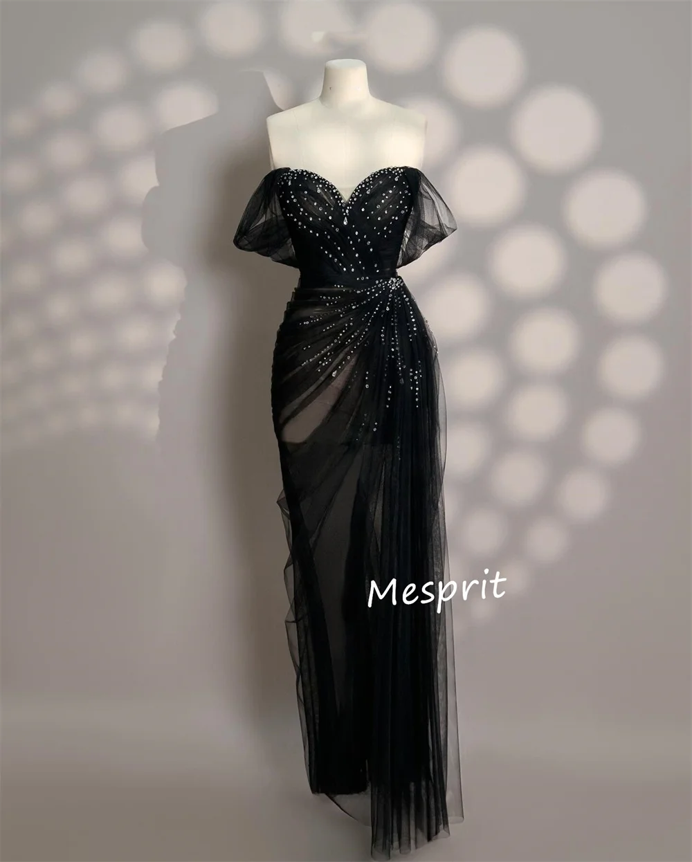 Customized Fashion Pleat Sequined Straight Off-the-shoulder Long Dresses Bespoke Occasion Dresses Sizes Available