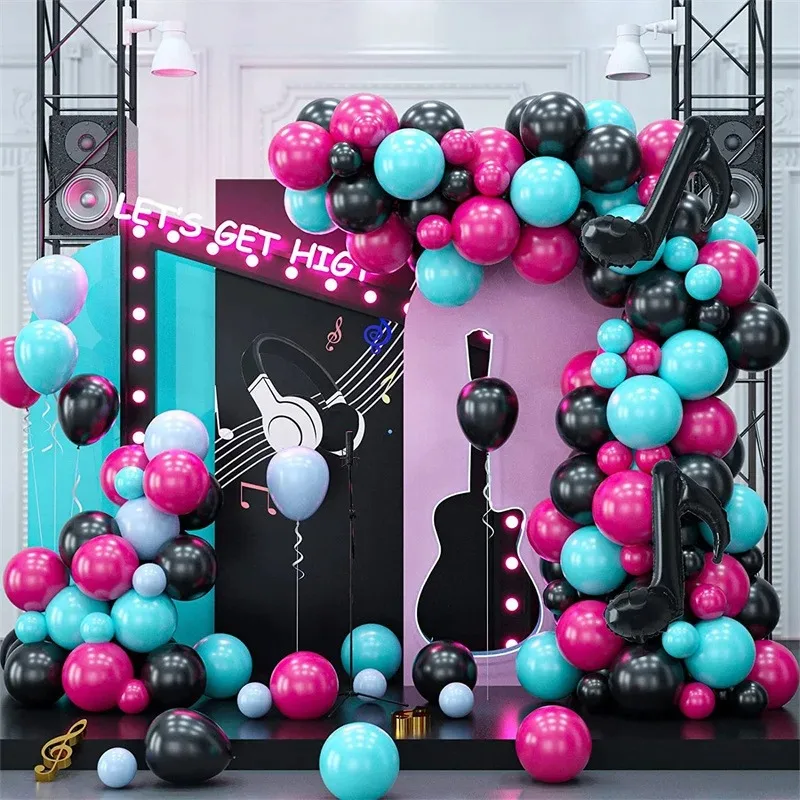 114-teiliges Blau-Schwarz-Rosarot Ballon-Bogen-Girlanden-Set, für Geburtstagsfeiern, Abschlussfeiern, Brautpartys, Jubiläumsdekoration