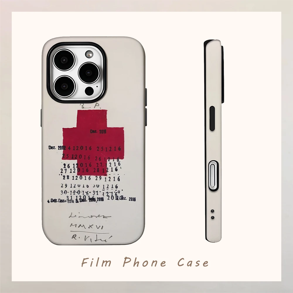 Retro Rotes Kreuz Doppelschichtige Rückabdeckung für iPhone 18/17/16/15/14/13/12/11/X/XS/XR/XMax/7/8 Pro Max Plus Modische Handyhülle