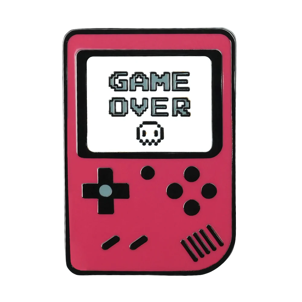 Pink Handheld Game Console GAME OVER Enamel Pin Vintage 80s Badge Childhood Jewelry Fun Accessories