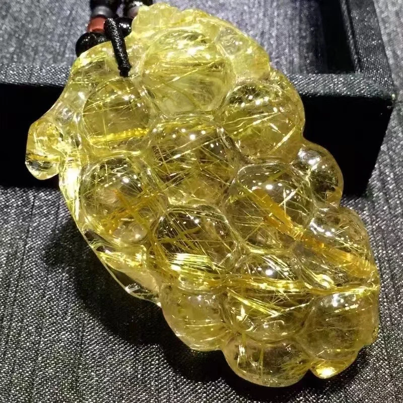 

Natural Gold Rutilated Quartz Pendant Jewelry 66*41*21mm Flower Men Women Brazil AAAAAAA