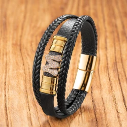Initial Letter Multilayer Leather Bracelet for Women 26 Alphabet Charm Bangle Female Mens Fashion Birthday Jewelry Party Gifts