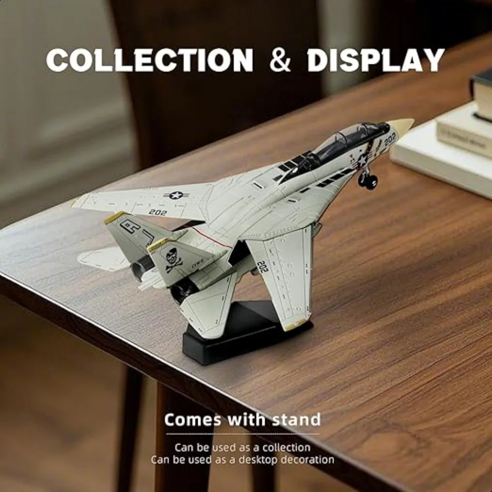 1/72スケール F-14トムキャット戦闘機モデルキット 白黒ABSプラスチック製模型飛行機 パズル 軍事用F14 ベース付きおもちゃ飛行機