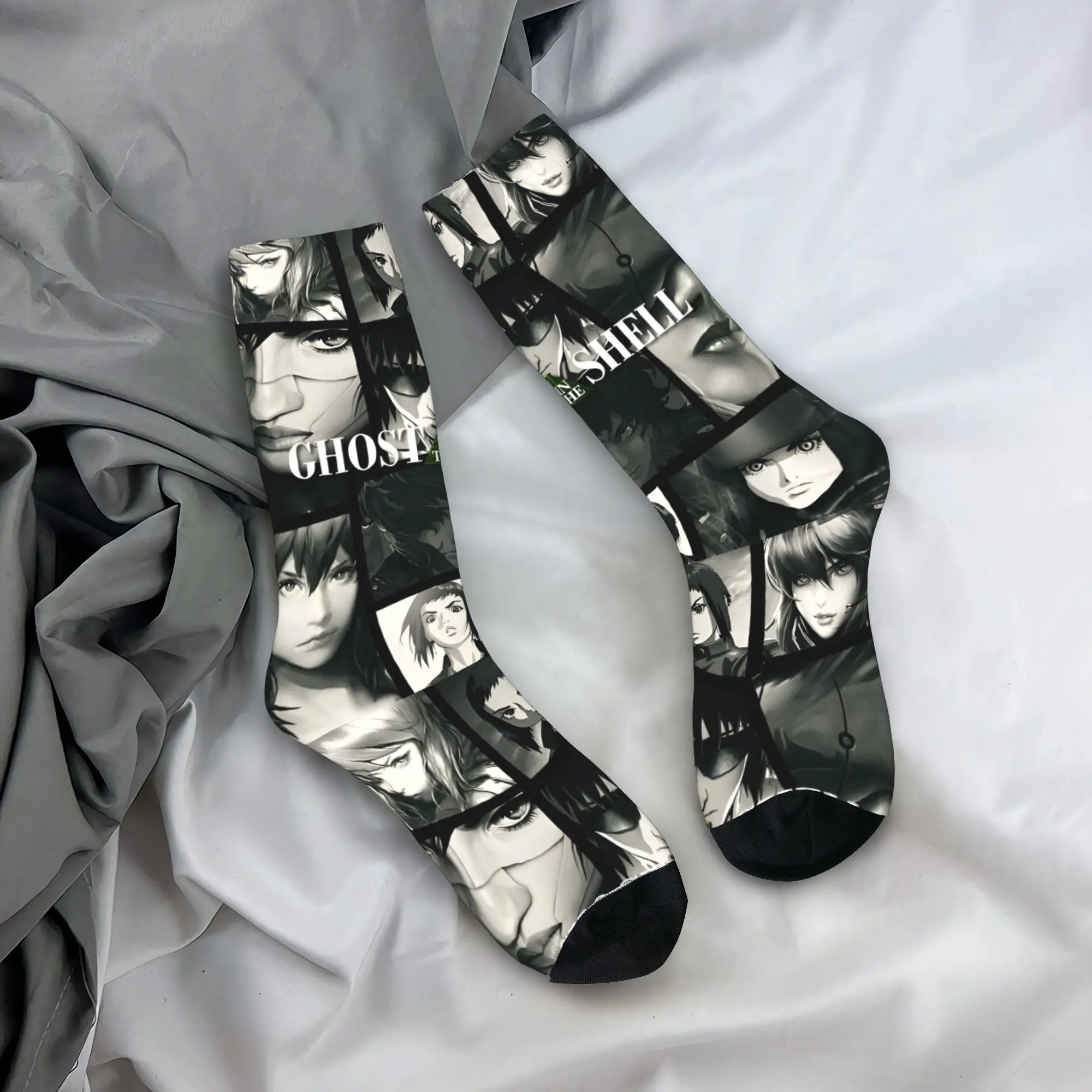 

Забавные носки с принтом «Призрак в доспехах» для женщин и мужчин, теплые, с 3D-печатью, аниме-носки для спорта и баскетбола