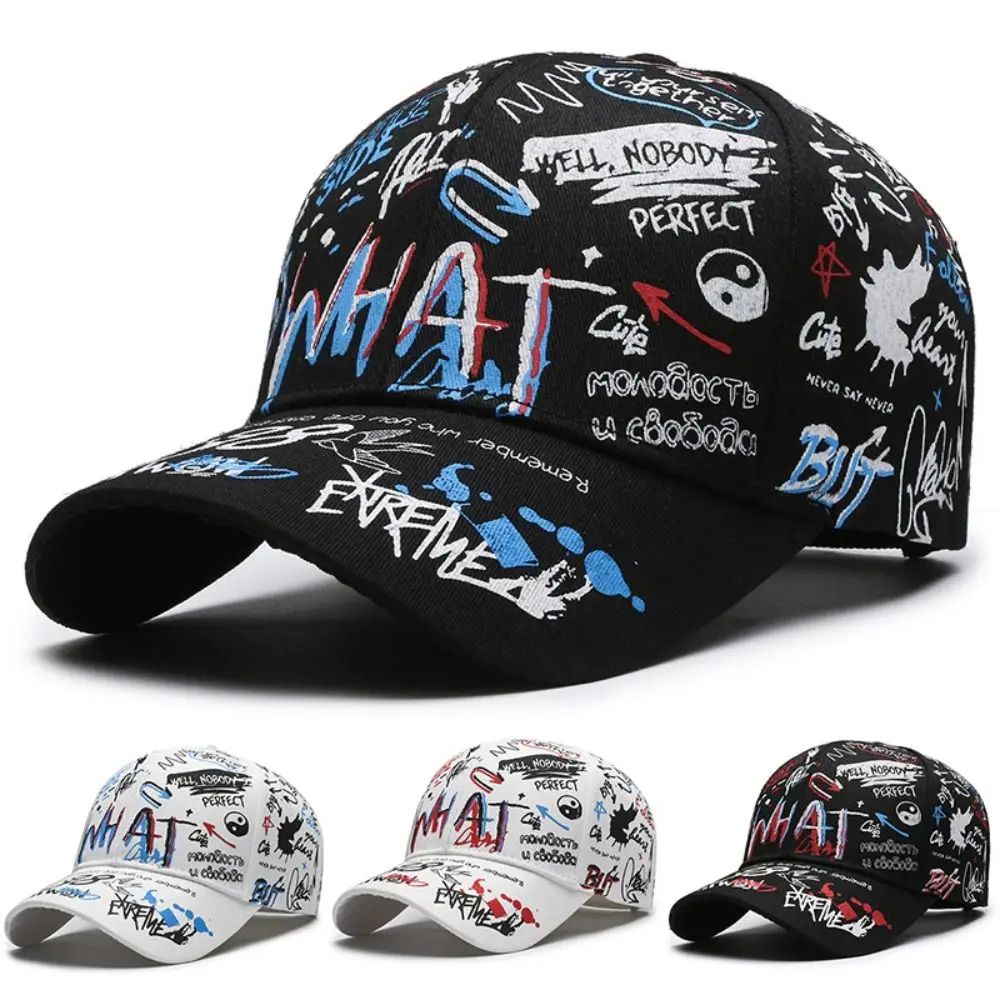

Casual Letter Graffiti Baseball Cap Print Breathable Snapback Hat Outdoor Adjustable Sun Hat for Men Women
