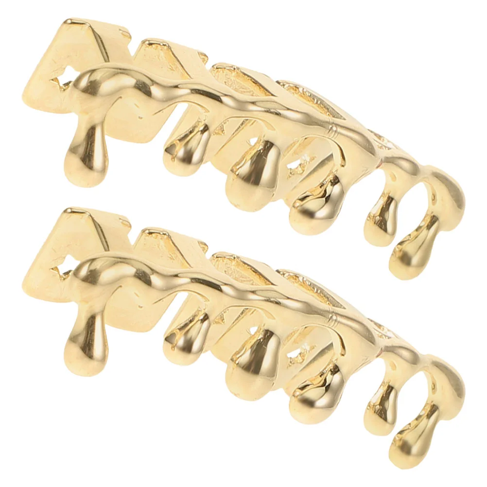 

2 Pcs Hip Hop Braces Gold Tooth Cap Mouth Grill Teeth Grills European and American