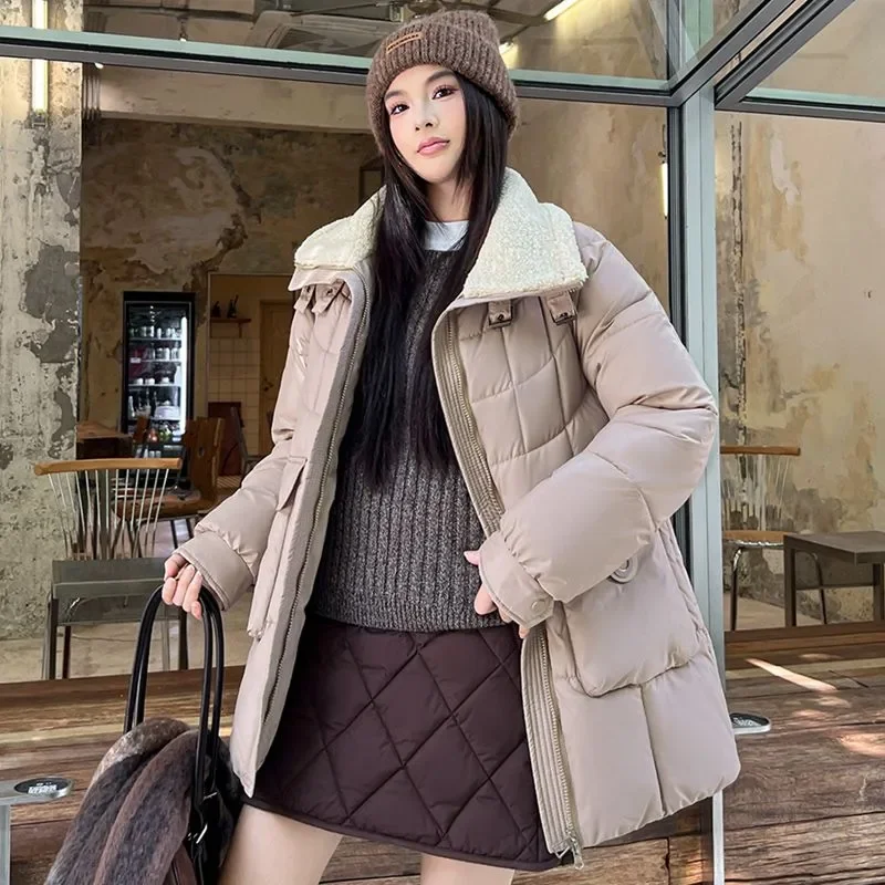Winter Down Cotton Coat Parka Warmth Women's Padded Jacket Mid Length Top Free Shipping Wholesale Snow Coat Plus Size Loose Chic