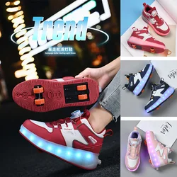 Chaussures de patin à roulettes à lumière LED clignotante pour enfants, baskets à 2 roues pour filles et garçons, super cadeau de Noël pour enfants, mode