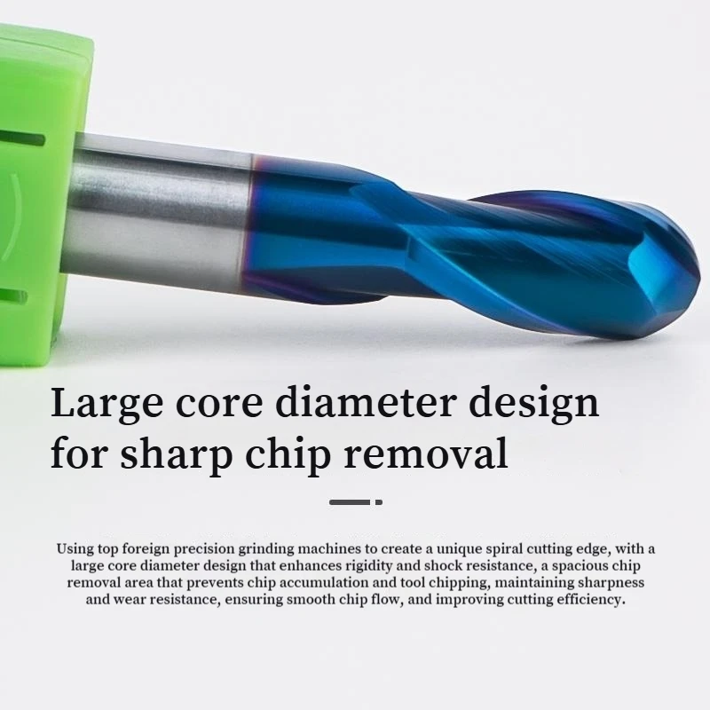 2 الناي HRC65 كربيد الكرة الأنف نهاية مطحنة CNC قاطعة المطحنة R0 5 R1 R2 R3 R4 R6 R8mm #2