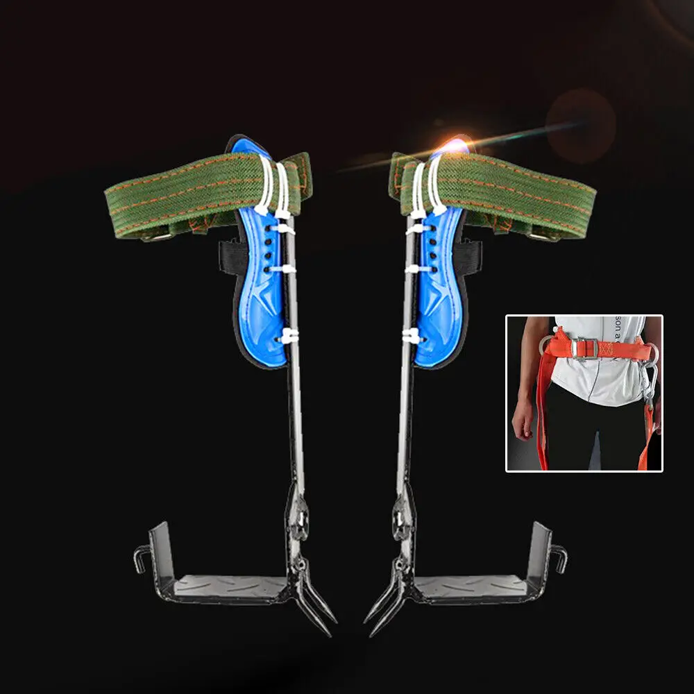 2-Gear Tree Climbing Spike Set Pole Climbing Spurs مع حزام أمان وحزام للقدم