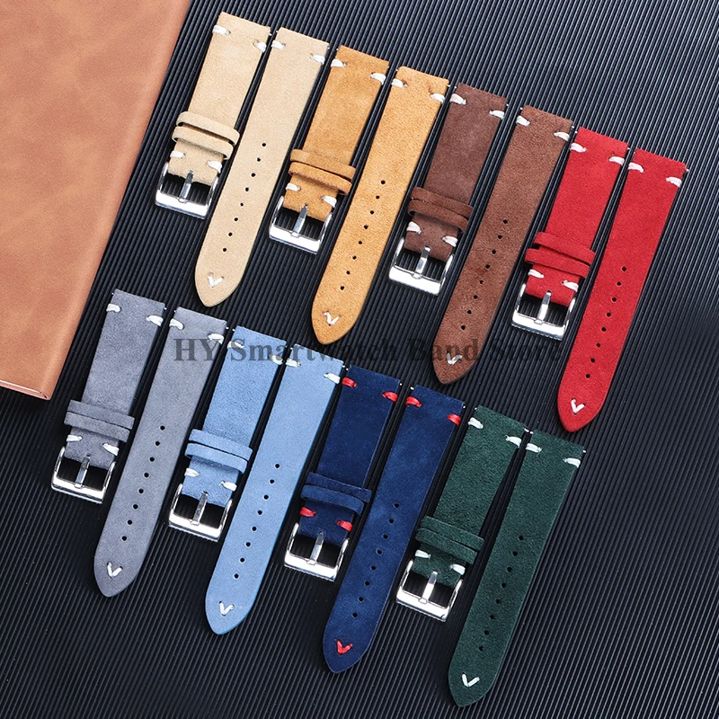 Suede Leather Watch Strap for Seiko 18mm 20mm 22mm Quick Release Bracelet Vintage Soft Straps Men Women Accessories Replacement