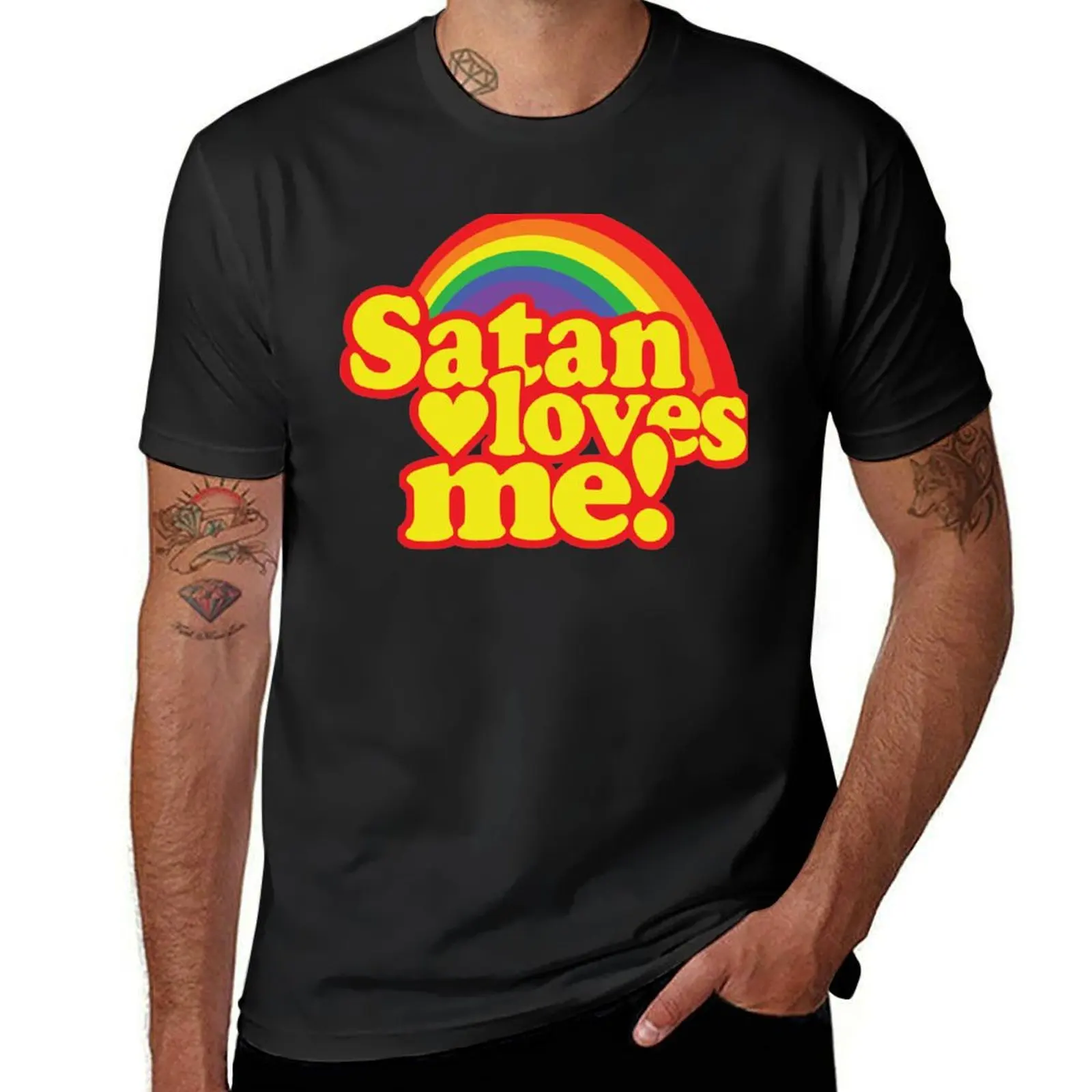 

Satan Loves Me! T-Shirt animal prinfor boys customs design your own mens funny t shirts