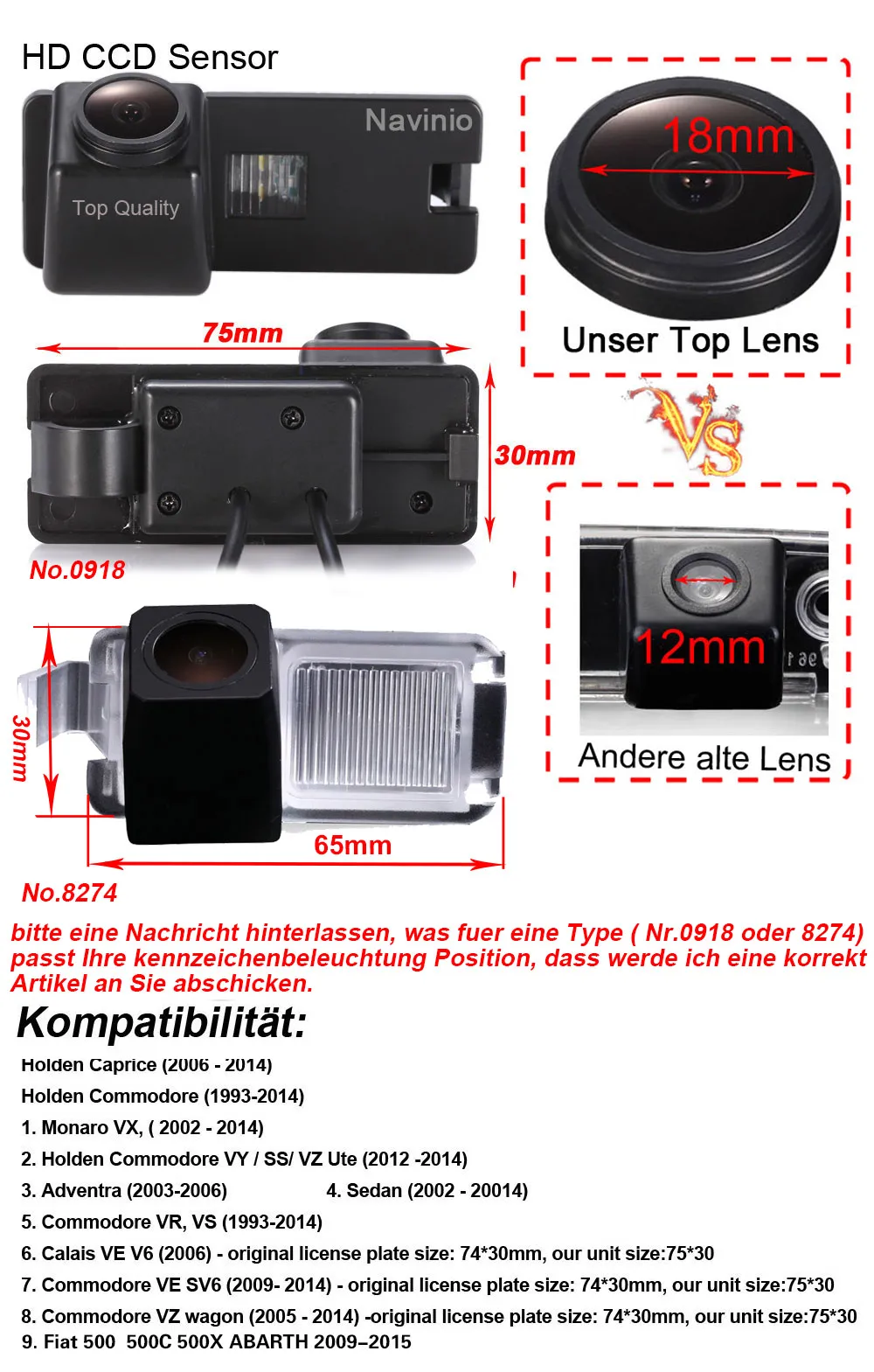 18mm HD lens car rear view parking reverse camera for Holden Caprice Commodore Monaro VX VY SS VZ Adventra sedan calais VE