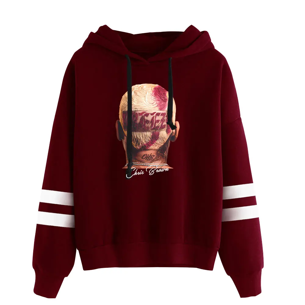 rapper Chris Brown merch  Hooded Long Sleeve Pocketless Sweatshirt Men Women trendy hip hop  Pullover