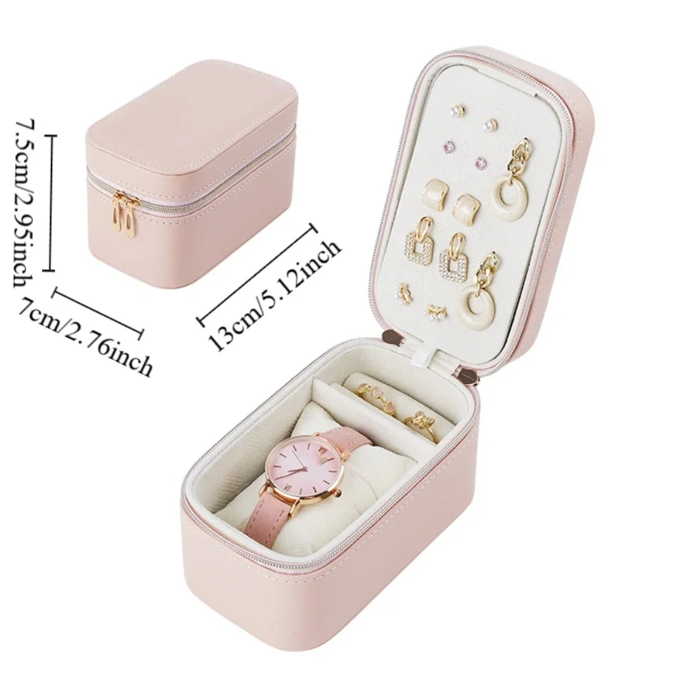 Fashion PU Leather Jewelry Packing Bag Zipper Mini Earring Storage Case Square Large Capacity Rings Holder Outdoors