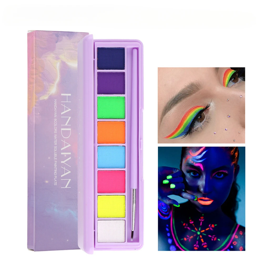 Gezichtsverf Palet Uv Fluorescerend Kind Facepaint Kit Glow Body Art Aqua Make-Up Halloween Eyeliner Kids Oogschaduw